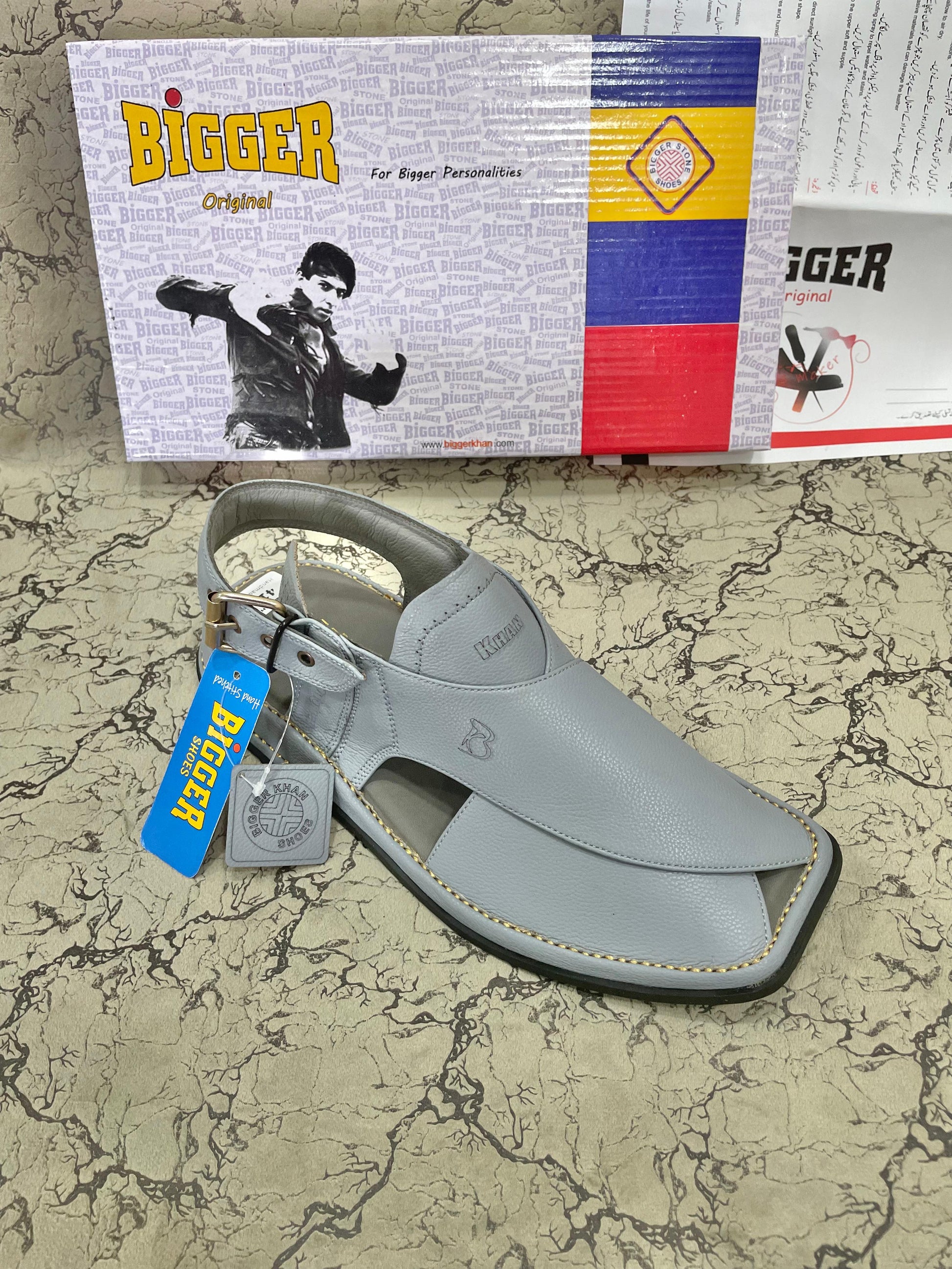 Bigger Khan Grey Peshawari Chappal